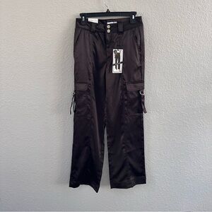 Love, Fire Satin Cargo Pants Brown Mid-Rise Utility Style NWT Size 5
